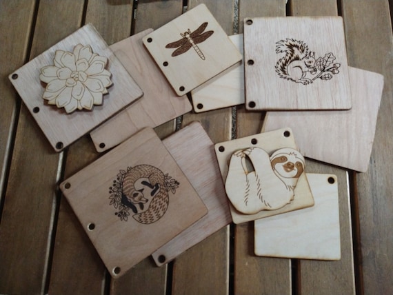 Wood, Books, Journal, Laser Cut, Laser Engraved, Fox, Succulent, Squirrel, Dragonfly, Sloth, Bookbinding