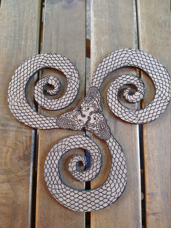 Applique, Wood, Celtic, Snake, Laser Cut Art, Three Snakes, Rattlesnake, Green Tree Python