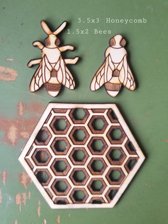 Wood - Bee - Honeycomb - Ornament