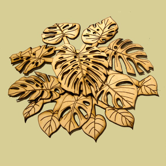 Applique, Wood, Monstera Leaf, Layered Pieces