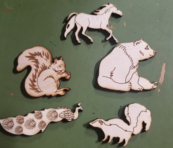 Wood, Animal, Deer, Snail, Rabbit, Squirrel, Butterfly, Skunk, Cut Out, Deer, Snail, Rabbit, Butterfly, Ornament