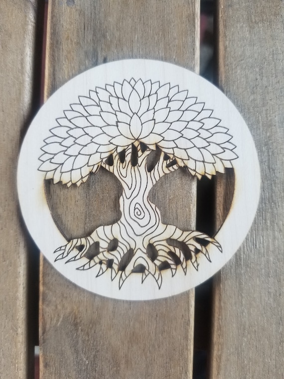 Wood, Tree Of Life, Wood Sticker, Tree, Laser Engraved Sticker