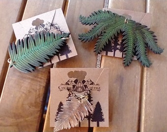 Wood, Fern, Necklace, Plant Jewelry