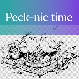 Peck-nic time SVG - bird picnic svg archivo pdf eps png Perfecto para artículos de cocina, tazas, imanes