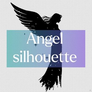 Angel silhouette SVG - Ethereal dark starry angel profile design SVG EPS pdf png for crafting