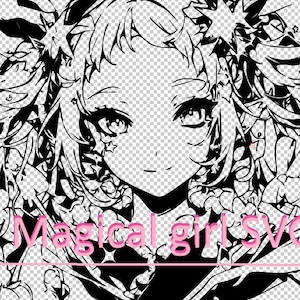 Anime ragazza magica SVG - simpatico personaggio manga disegno vettoriale per Cricut & Silhouette EPS pdf PNG ottimo per magliette, tazze, incisione artigianale