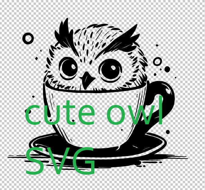 Charming Café Owl SVG PDF - Cute Coffee-Loving Owl Vector Design for Cricut & Silhouette 