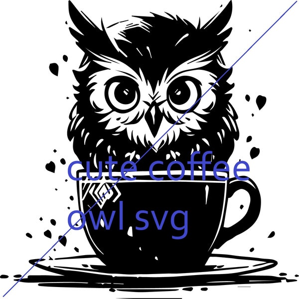 Adorable Coffee Owl SVG - Cute Owl with Mug Vector Design for Cricut & Silhouette EPS pdf PNG Perfect for T-Shirts, Mugs, Crafting