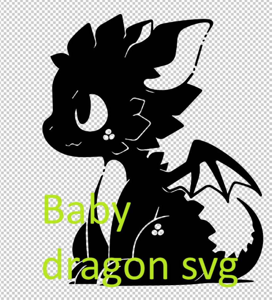 Baby Dragon SVG - Cute Detailed Fantasy Vector Art for Crafting ...