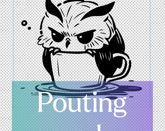 Pouting Owl SVG - Adorable Coffee themed Vector Design for Cricut Engraving EPS pdf PNG Perfect for Mugs, Crafting