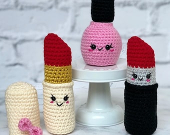 BFF Lipstick and Nail Polish Pattern Bundle, Makeup Crochet Pattern, Amigurumi Pattern, Amigurumi Makeup