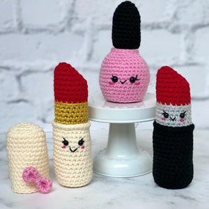 BFF Lipstick and Nail Polish Pattern Bundle, Makeup Crochet Pattern, Amigurumi Pattern, Amigurumi Makeup