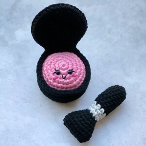 Makeup Compact and Blush Crochet Pattern, Amigurumi Makeup Pattern image 2