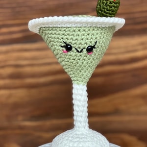 Modello Martini all'uncinetto, Cocktail Amigurumi all'uncinetto, Modello carino all'uncinetto Kawaii