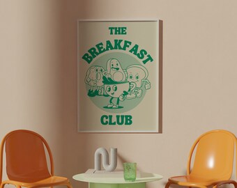 Breakfast Club Poster | Funny Kitchen Coffee Wall Gallery Quote | A3 A4 A5 | Print Gift | Retro Wall Decor Art l Quote Print
