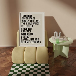 Il femminismo incoraggia le donne a lasciare i loro mariti / Stampa rosa / A1 A2 A3 A4 A5 / Alt Room Decor / Regalo per lei / Femminista / Donne emancipate