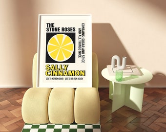 Sally Cinnamon | Stone Roses | Lyrics Print | A3 A4 A5 | Manchester Indie Rock Band Music Art | Concert Typographic Poster | Gift