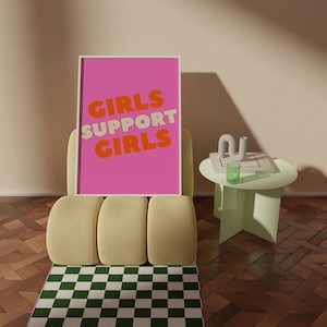 Girls Support Girls l Pink Print l A0 A1 A2 A3, A4, A5 l Alt room decor l Gift for her l Feminist l Empowered Women