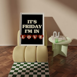 The Cure | Friday I&#39;m in Love Print | Lyrics Print |A0 A1 A2 A3 A4 A5 | Indie Punk Band Music Art | Concert Typographic Poster | Gift