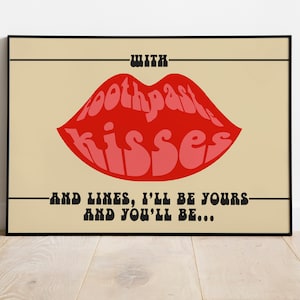 Los Macabeos / Besos de pasta de dientes / Impresión de letras / A3 A4 A5 / Arte musical de banda de rock indie alternativo de Londres / Póster tipográfico de concierto / Regalo /
