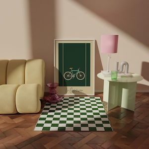 Vintage cykelaffisch | Cykelväggkonsttryck l Gåva l Deco Minimalistiskt konstverk Grön Estetisk Poster Cykel Retro