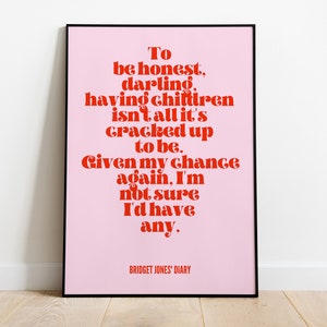 Bridget Jones-dagboek | Girlpower muurkunst | Rozerode print uit de jaren 90 uit de jaren 2000 | Niet ingelijst A3 A4 A5 | Feministische poster | Boek Film TV Citaat |