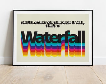 Waterfall | Stone Roses | Lyrics Print | A0 A1 A2 A3 A4 A5 | Manchester Indie Rock Band Music Art | Concert Typographic Poster | Gift