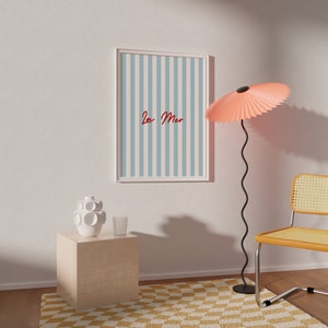 Impression La Mer | Bord de mer mer plage affiche d'art mural cadeau pour la maison décoration chic à rayures | A0 A1 A2 A3 A4 A5 | Avec Cadre en bois Sans cadre