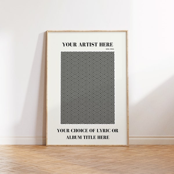 Custom Music Art Print | Choose Your Artist | Personalised Lyrics Print | A0 A1 A2 A3 A4 A5 l Indie Rock | Typographic Poster | Music Gift