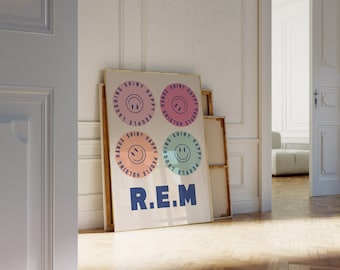R.E.M. | Shiny Happy People | Lyrics Print | A1 A2 A3 A4 A5 | Unframed Indie Punk Band Music Art | Concert Typographic Poster | Gift |