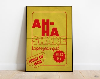 Kings of Leon | Taps toelopende tekstprint voor jeansmeisjes | A3 A4 A5 | Niet ingelijste muziekkunst indieband | Typografische poster concert | Cadeau