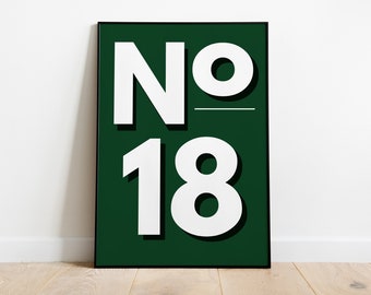 Custom House Number Art Print | House Print | Personalised Print | A3 A4 A5 | Typographic Poster