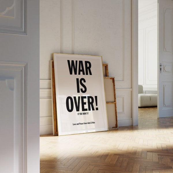 John Lennon Poster | War Is Over | The Beatles | Living Room Prints l Retro Wall Art l Vintage Retro Inspirational Quote Print l Typography