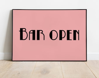 Bar Open Print | Retro Cocktail | Dining Room Wall Art l Kitchen Decor Print l Vintage l Bar Gift l Drinks Trolley Cart l A0 A1 A2 A3 A4 A5