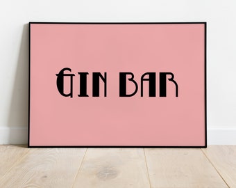 Gin Bar Print | Retro Cocktail | Dining Room Wall Art l Kitchen Decor Print l Vintage l Bar Gift l Drinks Trolley Cart l A0 A1 A2 A3 A4 A5