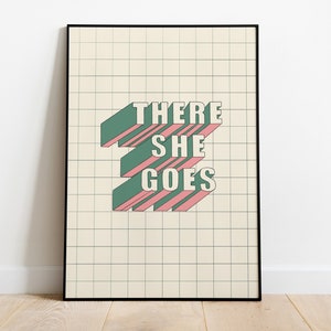 The La's | There She Goes | Britpop | Lyrics Print | A0 A1 A2 A3 A4 A5 | Liverpool Indie Rock Band Music Art | Gig Typographic Poster | Gift