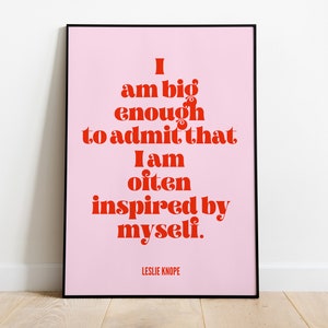 Parks & Recreation Art Print, Leslie Knope, Inspired, Pink prints, A1 A2 A3 A4 A5, Alt room decor, Gift for her, Feminist, Mother&#39;s day