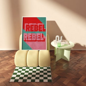 David Bowie | Rebel Rebel | Ziggy Stardust | Teksty piosenek Wydrukuj | A1 A2 A3 A4 A5 | Nieoprawiona sztuka muzyczna zespołu indie rockowego | Plakat typograficzny koncertu