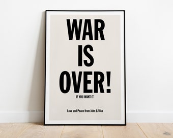 War Is Over Poster 1970s Wall Art War Is Over Print Peace Poster Bedroom Wall Art Print 70s Wall Art Anti War Poster Propaganda Poster