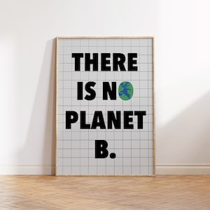 There&#39;s No Planet B Print | Green Eco Decor | Climate Change Poster |Environmental Wall Art | Earth friendly | Sustainable |Save Planet Gift