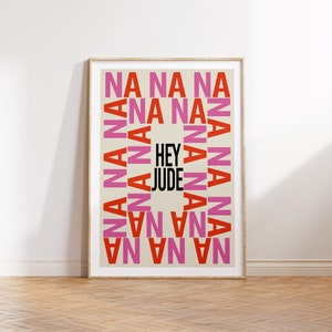Hey Jude / The Beatles / Stampa testi / A1 A2 A3 A4 A5 / Arte musicale di una band indie rock senza cornice / Poster tipografico del concerto / Regalo /