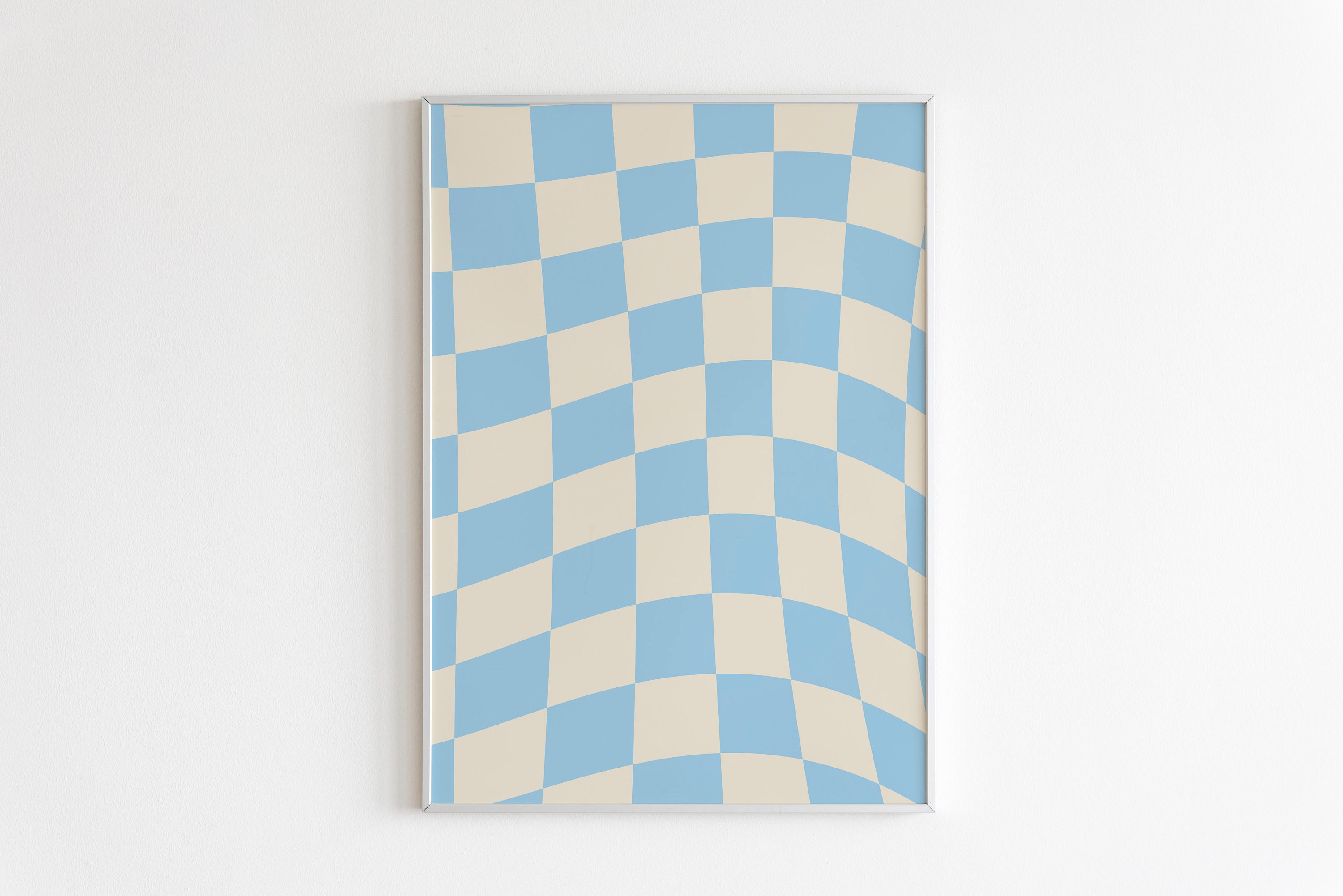 Checkered Print | Abstract Checked Poster | Wavy Print | Blue Check ...