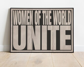 Women of The World Unite | Girl Power Wall Art | Pink Red Print | politics l Unframed A1 A2 A3 A4 A5 | Feminist Poster |Empowered Women