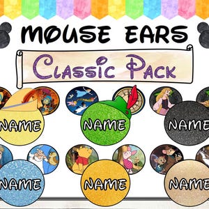 Paquete clásico de orejas de ratón (etiquetas con nombre editables)