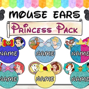 Princess Pack Mouse Ears (Editable Name Tags)