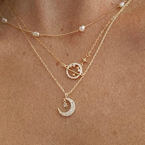 Love You To The Moon & To Saturn Necklace Seven Set
