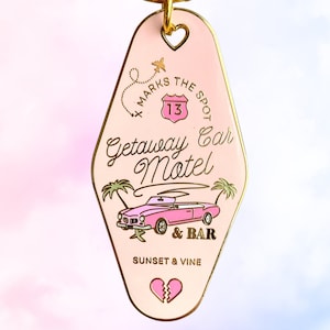 Getaway Car Motel & Bar Mini Motel Enamel Keychain image 1