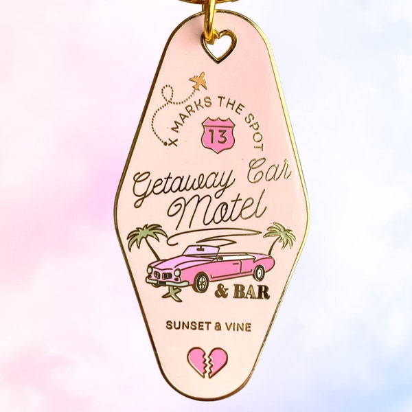 Getaway Car Motel & Bar Mini Motel Enamel Keychain