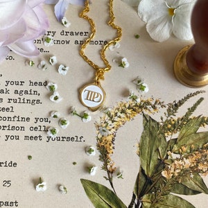 PREORDER SHIPS 5/27 Poets Delicate White and Gold Wax Seal Necklace