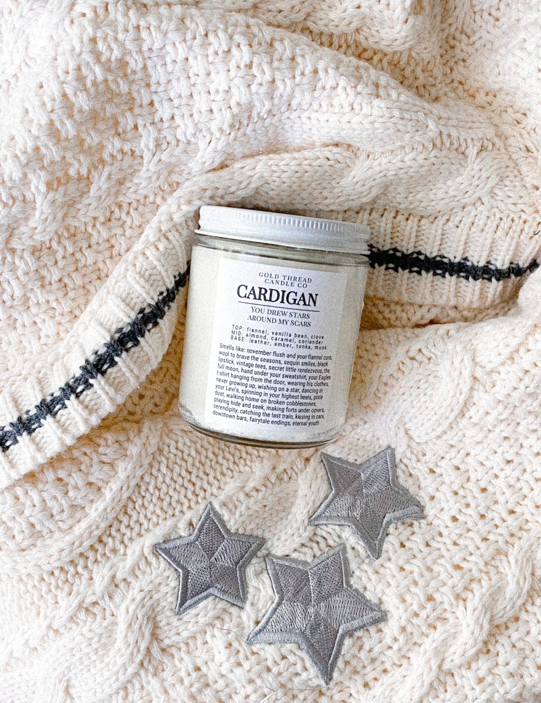 Cardigan flannel Vanilla 8 Oz Candle Etsy